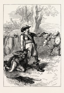 COLONEL ATHERTON AND THE INDIANS, US, USA, 1870s engraving