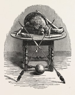 KING PHILIP'S ARMS, US, USA, 1870s engraving