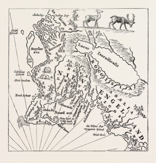 NEW ENGLAND IN 1660, UNITED STATES OF AMERICA. From Blaeu Theatre du Monde, US, USA, 1870s