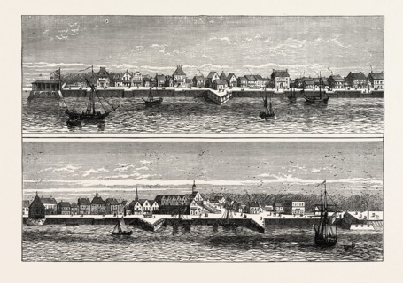 OLD VIEW OF CHARLESTOWN, UNITED STATES OF AMERICA, US, USA, 1870s engraving