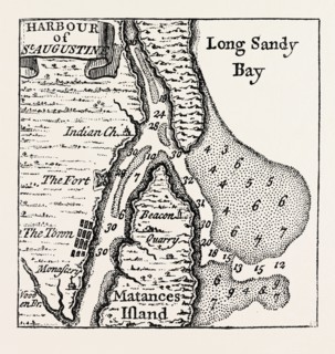 HARBOUR OF ST. AUGUSTINE, US, USA, 1870s engraving