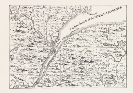 THE COURSE OF THE RIVER ST. LAWRENCE AS FAR AS QUEBEC (From Popple's Atlas, 1730) CANADA, 1870s