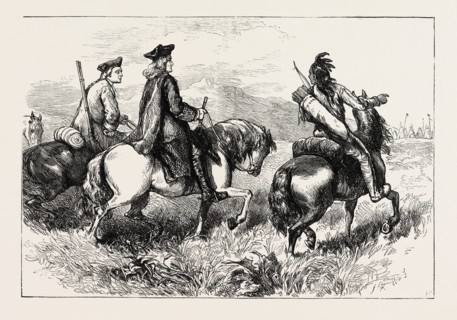 SIR ALEXANDER CUMMING ON HIS WAY TO VISIT THE CHEROKEES, US, USA, 1870s engraving