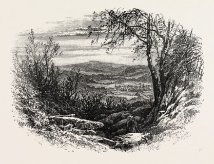 VIEW IN PENNSYLVANIA, ALLEGHANY MOUNTAINS IN THE DISTANCE, UNITED STATES OF AMERICA, US, USA, 1870s