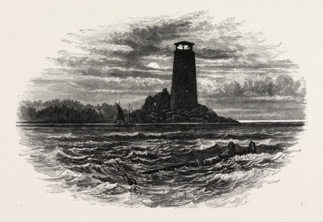 CANSEAU POINT, NORTH AMERICA, US, USA, 1870s engraving