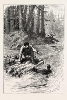 WASHINGTON CROSSING THE ALLEGHANY, NORTH AMERICA, US, USA, 1870s engraving