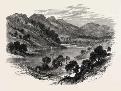 VIEW IN ACADIE, CANADA, 1870s engraving