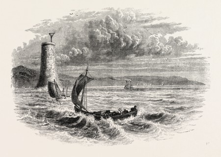 VIEW ON LAKE ONTARIO, NORTH AMERICA, US, USA, 1870s engraving