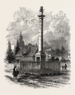 MONUMENT TO WOLFE AT QUEBEC, CANADA, 1870s engraving