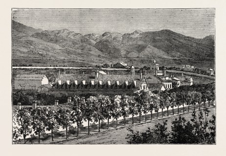 RESIDENCE OF BRIGHAM YOUNG, SALT LAKE CITY, UNITED STATES OF AMERICA, US, USA, 1870s engraving