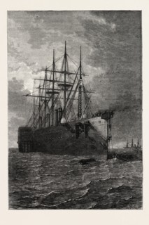 PICKING UP THE ATLANTIC CABLE, 1870s engraving