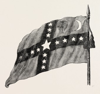THE SOUTH CAROLINA FLAG, UNITED STATES OF AMERICA, AMERICAN HISTORY, US, USA, 1870s engraving