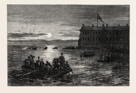 REMOVAL OF THE TROOPS FROM FORT MOULTRIE TO FORT SUMTER, UNITED STATES OF AMERICA, US, USA, 1870s