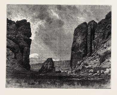 VIEW IN COLORADO: THE GATE OF THE GARDEN OF THE GODS, UNITED STATES OF AMERICA, US, USA, 1870s