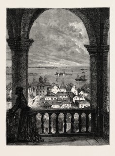 VIEW IN CHARLESTON FROM THE BELFRY, UNITED STATES OF AMERICA, US, USA, 1870s engraving
