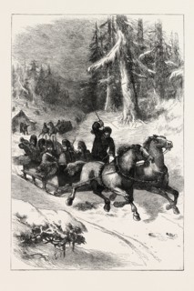 BRITISH TROOPS CONVEYED THROUGH CANADA, 1870s engraving