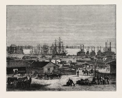 THE BANKS OF THE MISSISSIPPI, UNITED STATES OF AMERICA, US, USA, 1870s engraving