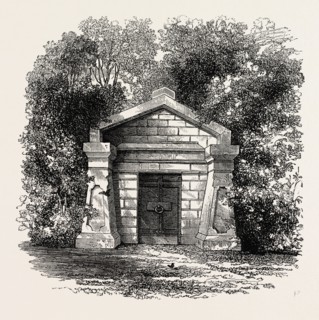 PRESIDENT LINCOLN'S GRAVE, UNITED STATES OF AMERICA, US, USA, 1870s engraving