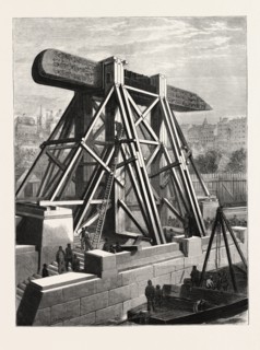 CLEOPATRA'S NEEDLE â€î THE MACHINERY FOR PLACING THE OBELISK IN POSITION ON THE THAMES EMBANKMENT