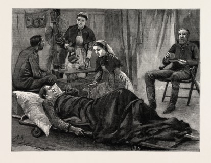 THE NILE EXPEDITION FOR THE RELIEF OF GENERAL GORDON FIVE O'CLOCK TEA WITH THE HOSPITAL SISTERS,
