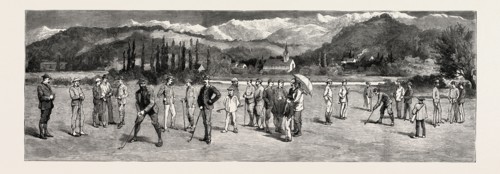 GOLF AT PAU FRANCE ENGRAVING 1884