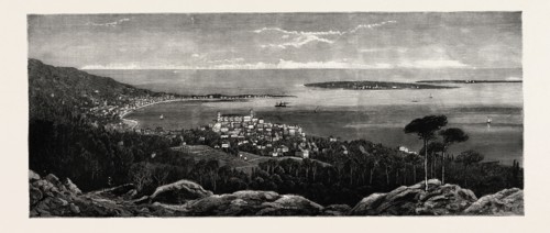 CANNES AND THE ISLES S. MARGUERITE AND S. HONORAT FRANCE ENGRAVING 1884