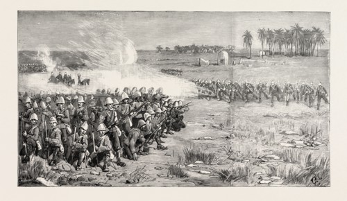 THE NILE EXPEDITION  A SHAM FIGHT BETWEEN THE CAMEL CORPS AND THE ROYAL SUSSEX REGIMENT FROM A