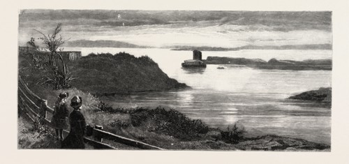 THE ARK AT TIER MOORINGS IN GRANTON QUARRY, NEAR EDINBURGH, engraving 1884, UK, britain, british,