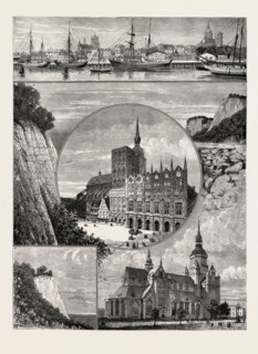 Stralsund from the Harbour. The Zerkluftete Wand, Rugen. 3. View in the Stubbenkammer, Rugen. 4.
