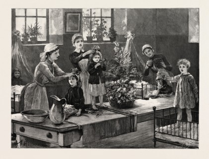 ST. MARY'S HOSPITAL, PADDINGTON, LONDON, ENGRAVING 1884, UK, britain, british, europe, united