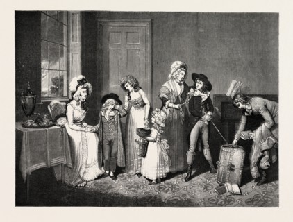 BLACK MONDAY, OR THE DEPARTURE FOR SCHOOL, ENGRAVING 1884, UK, britain, british, europe, united