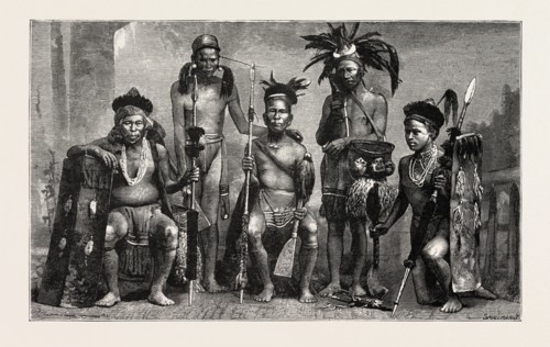GROUP OF BAUPARA NAGAS, FROM THE EASTERN FRONTIER OF INDIA, ENGRAVING 1884