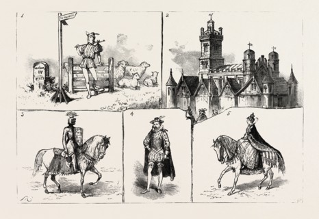 I. Dick Whittington. 2. Old Bow Church in 3. Richard Coeur de Lion. 4. Sir Walter Raleigh. 5. Queen