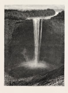 THE KAIETEUR FALLS, BRITISH GUIANA, ENGRAVING 1884, a high-volume waterfall on the Potaro River in