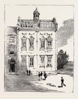 ADDITION TO THE GRAMMAR SCHOOL BEDFORD, ENGRAVING 1884, UK, britain, british, europe, united