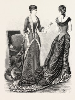 EVENING TOILETTES FASHION, ENGRAVING 1884, UK, britain, british, europe, united kingdom, great