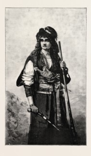 war, soldier, gun, pistol, warior, ENGRAVING 1882