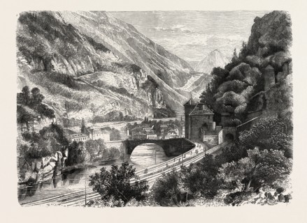 MAURICE IN THE VALAIS, SWITZERLAND, ENGRAVING 1882