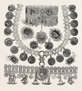 Necklet, Bracelets, Earrings, Brooches Oxidized Silver and Bright Silver in Antique Egyptian,