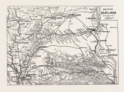 Map of the seat of war, Egypt, engraving 1882
