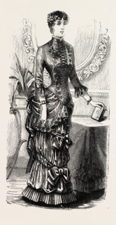 HOME DINNER TOILETTE, FASHION, ENGRAVING 1882