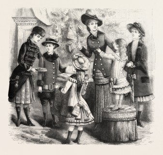 WINTER COSTUMES FOR CHILDREN, FASHION, ENGRAVING 1882