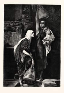 FELLAH WOMEN AT THE FOUNTAIN,  ENGRAVING 1882