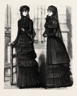 MOURNING TOILETTES,  FASHION, ENGRAVING 1882