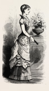 EVENING DRESS,  FASHION, ENGRAVING 1882