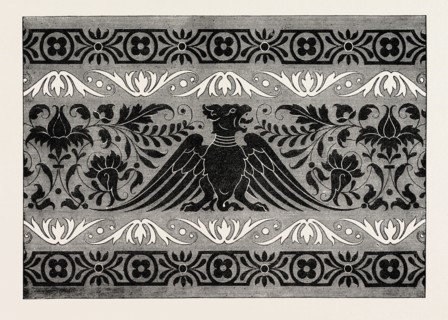 BORDER SATIN-STITCH OR CROSS-STITCH EMBROIDERY, ENGRAVING 1882