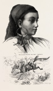ABYSSINIAN SLAVE GIRL, ENGRAVING 1882