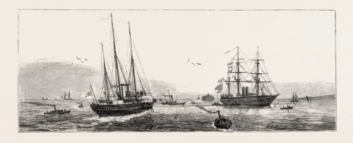 HM.S.  Enchantress  H.M.S.  Fire Queen Admiralty Yacht H.M.S Orontes answering Signals from the