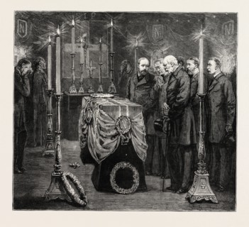 THE ROYAL PARTY IN THE MORTUARY CHAPEL AT WOOLWICH, FUNERAL OF THE LATE PRINCE LOUIS NAPOLEON,