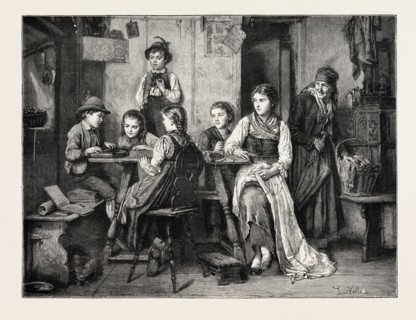 ZITHER PLAYER, MUSIC, ENGRAVING 1879